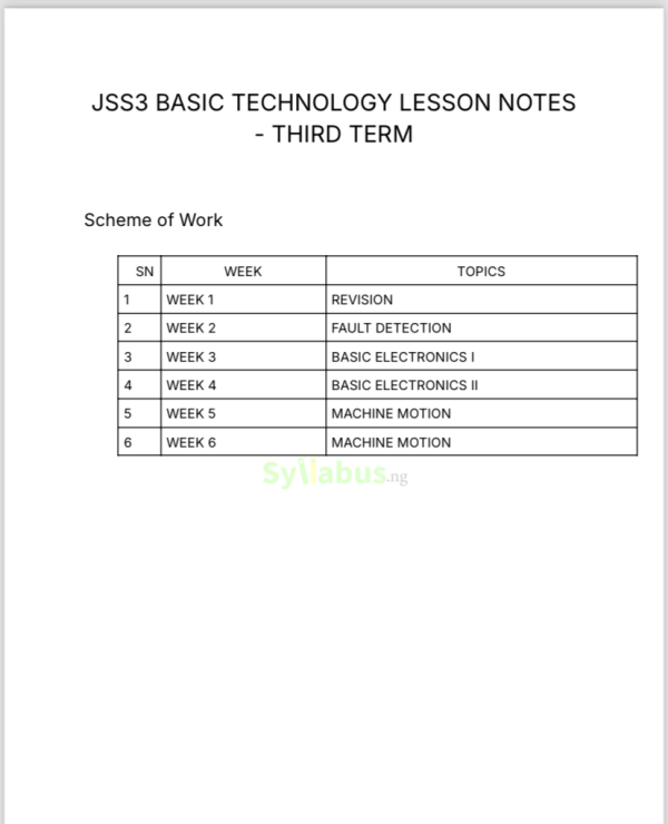 JSS3 Basic Technology Lesson Notes | 1st, 2nd & 3rd Term | PDF ...